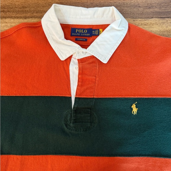 Polo by Ralph Lauren Orange and Green Striped Rugby XXL - Picture 4 of 4